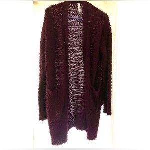 Deep Eggplant Purple Textured Cardigan EUC Zenana Outfitters - Size L - Large
